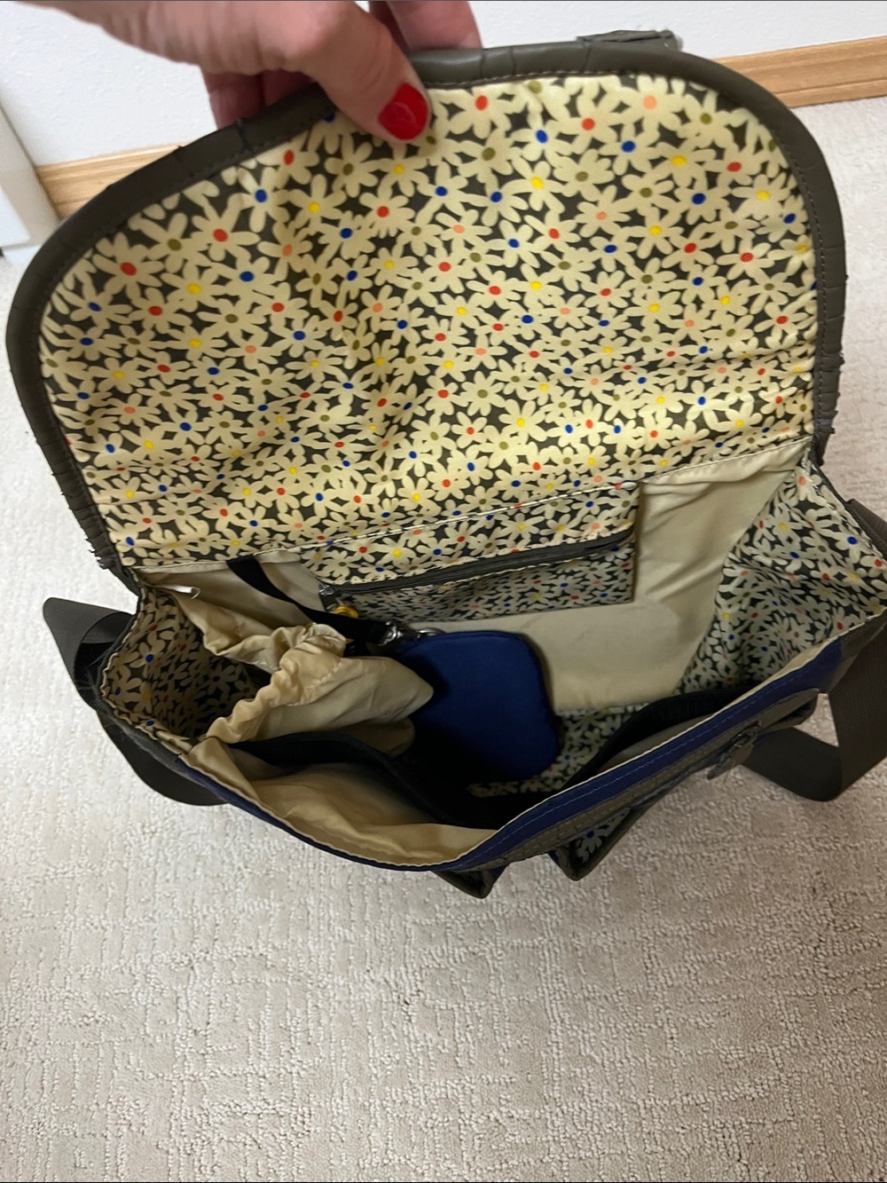 Sherpani Navy and Gray Messenger Bag with Buckle Detail - Picture 2 of 6